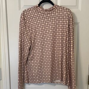 SHEIN Curve Cream and Brown Patterned Mock Neck Top 4X